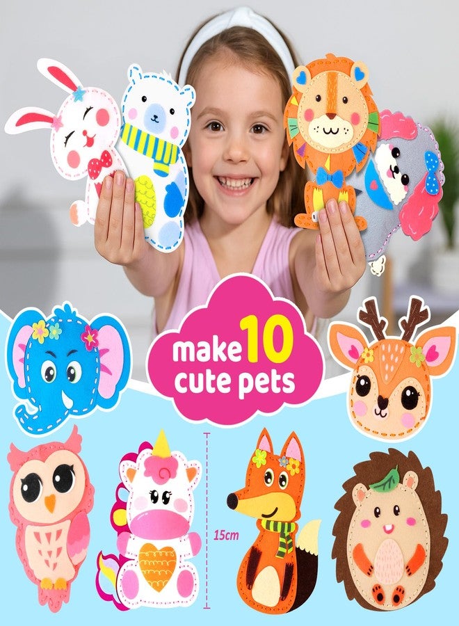 Funtopia Sewing Kit for Kids, 10 Easy DIY Projects of Stuffed Animal with Guiding Book, Beginners Sewing Toys and Birthday Gift for Girls Boys, Felt Arts and Crafts for Kids Ages 5-8 8-12 - Image 2