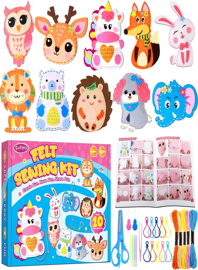 Funtopia Sewing Kit for Kids, 10 Easy DIY Projects of Stuffed Animal with Guiding Book, Beginners Sewing Toys and Birthday Gift for Girls Boys, Felt Arts and Crafts for Kids Ages 5-8 8-12 - Image 1