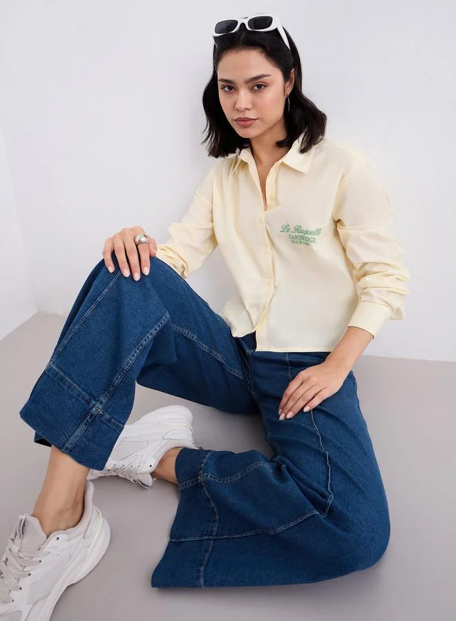 Styli Styli Women Pintuck Detail Wide Leg Jeans