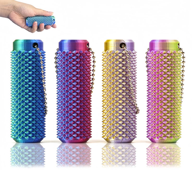 Deiviko 4Pcs Little Pain Ouchies Pain Stim Fidget Portable Stim Tool Pocket Mini Fidget Toy for Adults 3D Printed Venting Key Pendant Spiky Grippie Stim Keychain for Anxiety Relief Novelty Gifts - Image 3