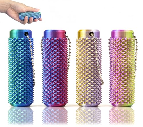 Deiviko 4Pcs Little Pain Ouchies Pain Stim Fidget Portable Stim Tool Pocket Mini Fidget Toy for Adults 3D Printed Venting Key Pendant Spiky Grippie Stim Keychain for Anxiety Relief Novelty Gifts - Image 1