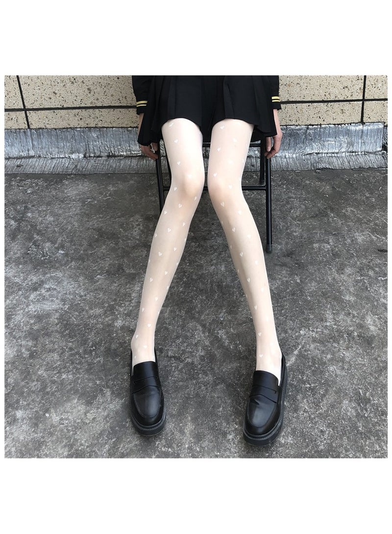 Fashionable Women's Stockings 10D ultra-thin Heart Patterned Tight Fitting Pantyhose  - Image 1