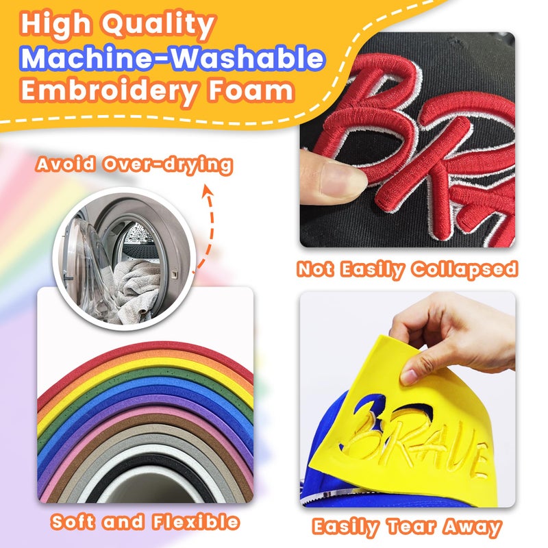 New brothread - 15 Options- 6PCS Embroidery Puffy Foam 9â€³x12â€³ Large Size 3MM Creating 3D Embroidery Effect for Caps, Garments, Jackets, Bags, Backpacks and More - White - Image 3