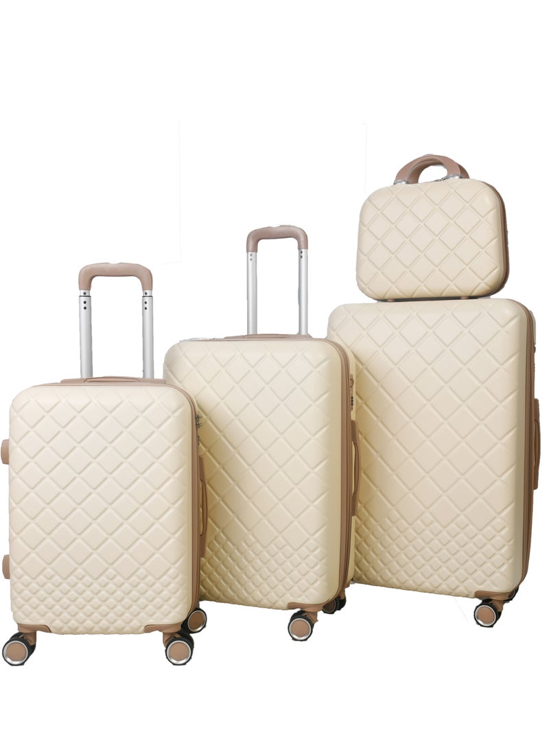 MORANO - Morano Hard-Side Travel Back Luggage Trolley Set, 4 Pcs - Beige with Khaki - Image 1