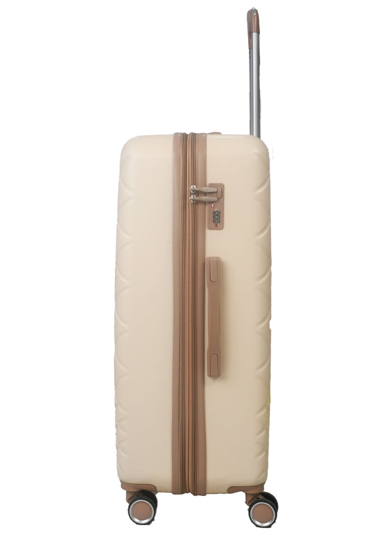 MORANO - Morano Hard-Side Travel Back Luggage Trolley Set, 4 Pcs - Beige with Khaki - Image 1