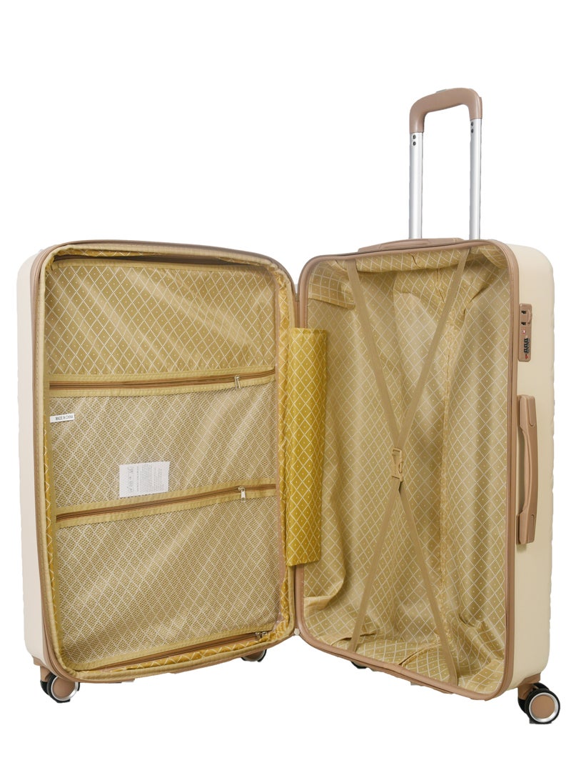MORANO - Morano Hard-Side Travel Back Luggage Trolley Set, 4 Pcs - Beige with Khaki - Image 1