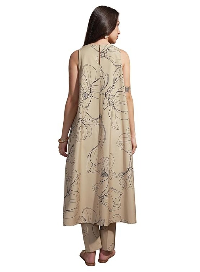 Vishudh Women's Ethnic Set | Regular Fit | Fashion Outfit | with Comfortable Wear (S) TAN - Image 4