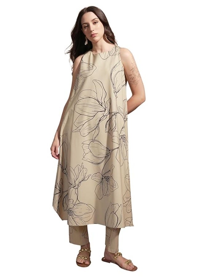 Vishudh Women's Ethnic Set | Regular Fit | Fashion Outfit | with Comfortable Wear (S) TAN - Image 1