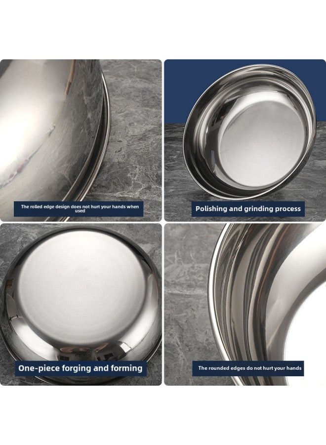 Stainless Steel And Basin Household Multi-purpose Basin Large Size Hair Basin Kneading Basin Salad Bowl Cooking Basin Baking Egg Pot-Specifications:32cm And Basin-color:Opp Bag  - Image 5