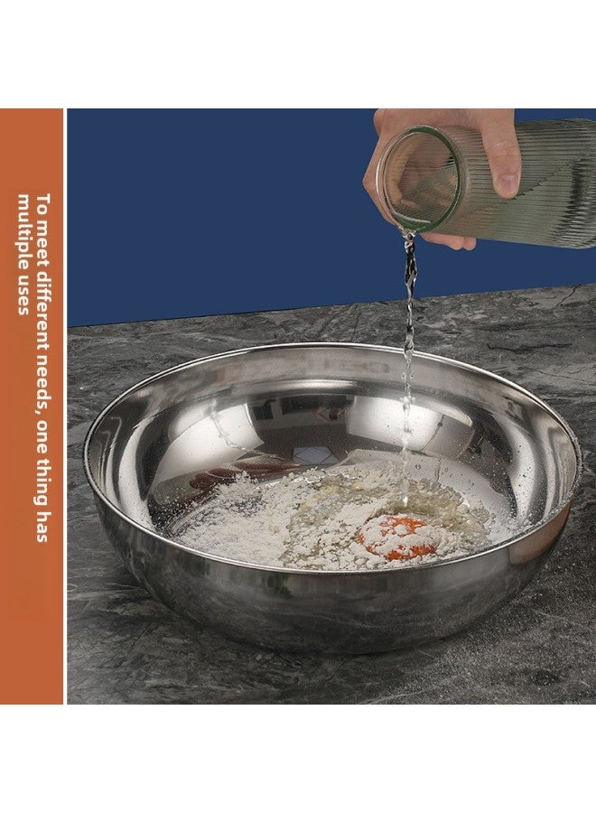 Stainless Steel And Basin Household Multi-purpose Basin Large Size Hair Basin Kneading Basin Salad Bowl Cooking Basin Baking Egg Pot-Specifications:32cm And Basin-color:Opp Bag  - Image 4
