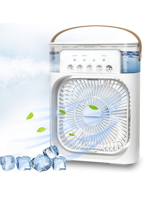 Portable Air Conditioner Fan Mini Evaporative Air Cooler With 7 Colors LED Light 1/2/3 H Timer 3 Wind Speeds And 3 Spray Modes 5 Spray Holes For Your Desk Nightstand Or Coffee Table Fan Evaporative Air Cooler CX-22 White
