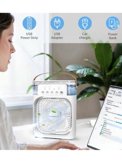 DIGI CORE Portable Air Conditioner Fan Mini Evaporative Air Cooler With 7 Colors LED Light 1/2/3 H Timer 3 Wind Speeds And 3 Spray Modes 5 Spray Holes For Your Desk Nightstand Or Coffee Table Fan Evaporative Air Cooler CX-22 White  - Image 5