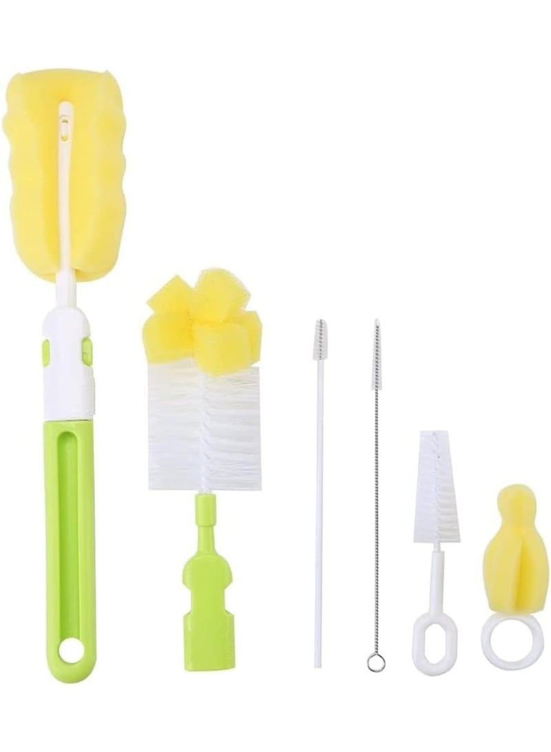 erorex 6 Pcs Baby Bottle Cleaning Brushes Set with Nipple Cleaner and Sponge Brush for Milk Bottles and Breast Pumps - Image 1