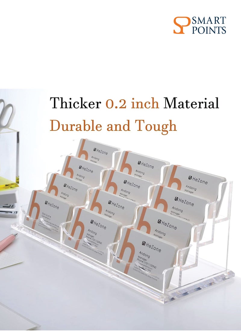 SMARTPOINTS Business Card Holder Display for Desk, 12 Slot 4 Tier Multiple-Clear Acrylic Business Card Stand Set, Holds Approximately 600 Cards(12 Cell H)  - Image 5