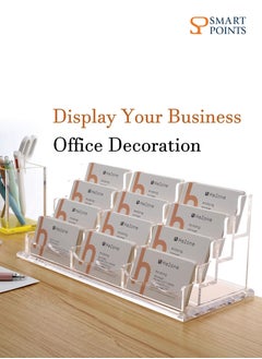 SMARTPOINTS Business Card Holder Display for Desk, 12 Slot 4 Tier Multiple-Clear Acrylic Business Card Stand Set, Holds Approximately 600 Cards(12 Cell H)  - Image 3