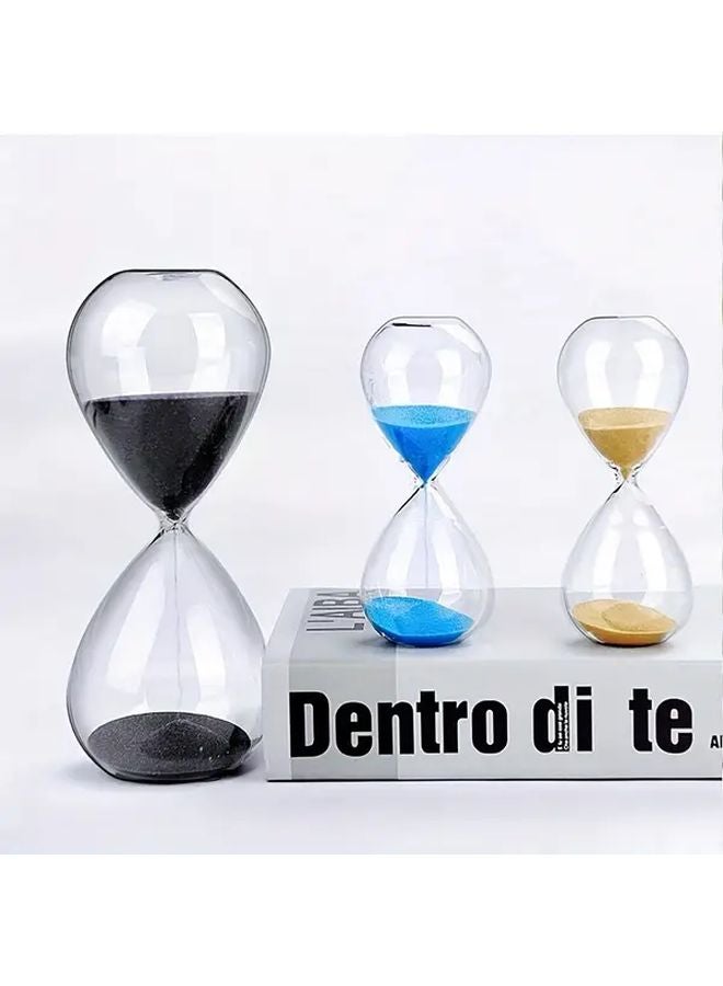 Black 5 Minute Sand Timer Decorative Glass Timepiece For Desk Office Living Room - Image 3
