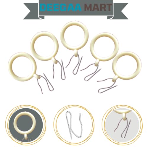 DEEGAA MART DEEGAAMART 24-Pack Curtain Rings with Eyelets, 1.25-Inch Inner Diameter, Metal Drapery Rings with Pinch Pleat Pointed Hooks,Metal Drapery Pin Pointed Hooks Fits Up to 1-Inch Rods Ivory Ring - Image 4