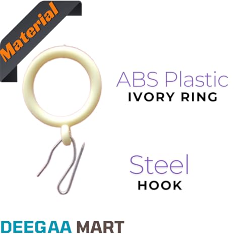 DEEGAA MART DEEGAAMART 24-Pack Curtain Rings with Eyelets, 1.25-Inch Inner Diameter, Metal Drapery Rings with Pinch Pleat Pointed Hooks,Metal Drapery Pin Pointed Hooks Fits Up to 1-Inch Rods Ivory Ring - Image 2