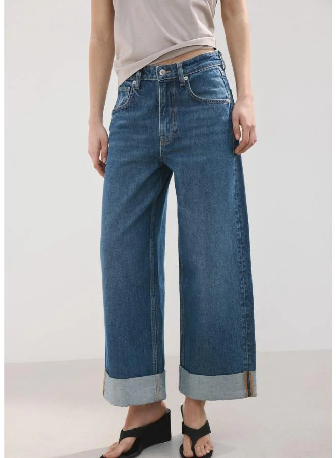 مانجو Wide leg jeans with turn-up hem
