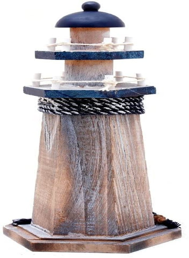 Linfevisi Nautical Decoration Handmade Wooden Lighthouse with Anchor&Seabird Marine Ornament Wooden Lighthouse 10.25" High Tabletop Decor - Image 5