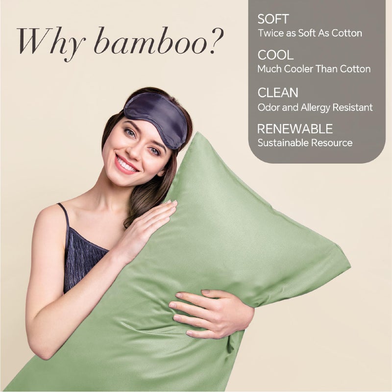 بيديليت غطاء وسادة الجسم بديليت غطاء وسادة طويل القبعات مصنوعة من الخيزران تنفس حريري ناعم وسادة وسادة وسادة تبريد كامل وسادة الجسم للنوم الساخن العرق الليلي (الحكيم الأخضر 20x54 بوصة) - Image 2