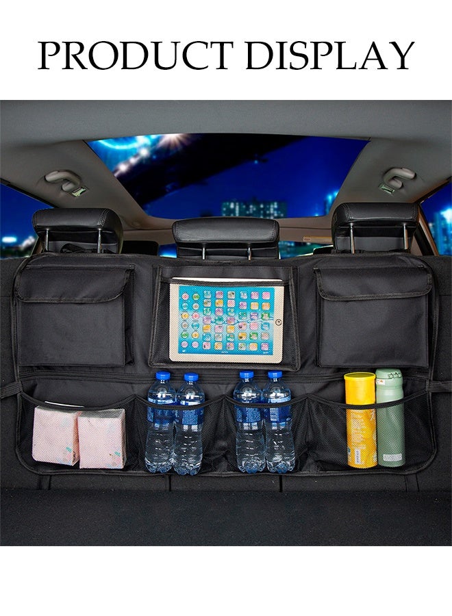 DUNISO Car Boot Organiser Adjustable Straps Waterproof Durable 7 Bags Car Seat Organiser for Easy Hanging Boot Bag Collapsible Waterproof Space Saving Trunk Storage Bag Seat Back Protectors for Car Backseat Cover - Image 2