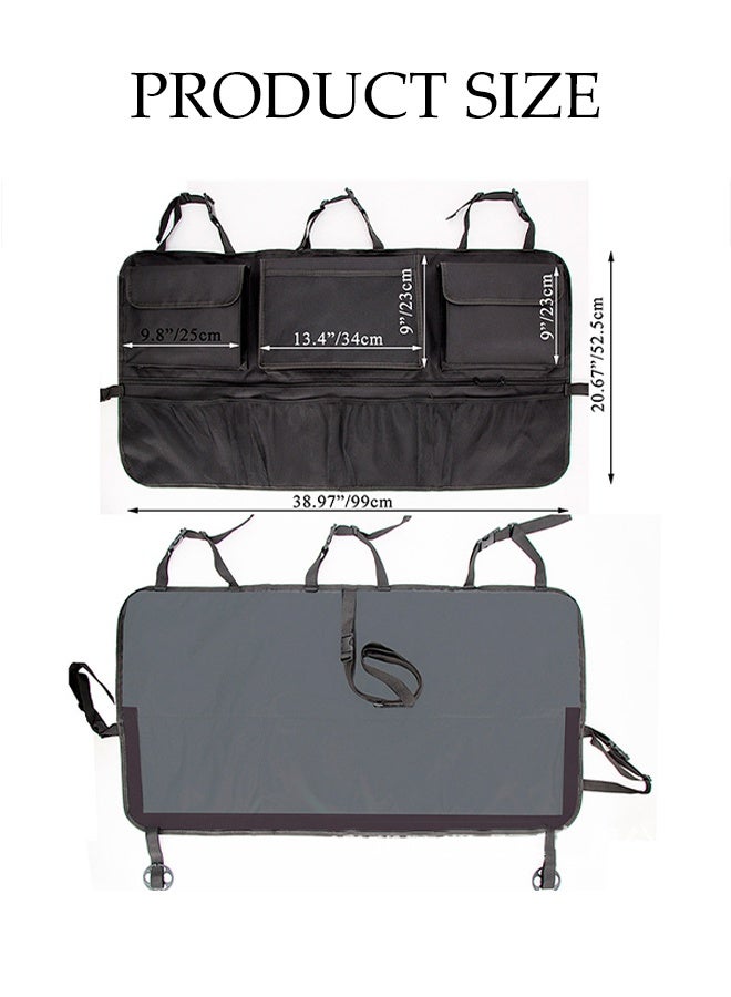 DUNISO Car Boot Organiser Adjustable Straps Waterproof Durable 7 Bags Car Seat Organiser for Easy Hanging Boot Bag Collapsible Waterproof Space Saving Trunk Storage Bag Seat Back Protectors for Car Backseat Cover - Image 4