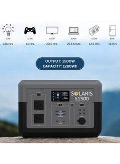 Solaris Solutions Solaris Portable Power Station S1500 1280Wh 400,000mAh 1500W Solar Generator 1.5Hrs to 100% LiFePO4 Battery  - Image 4