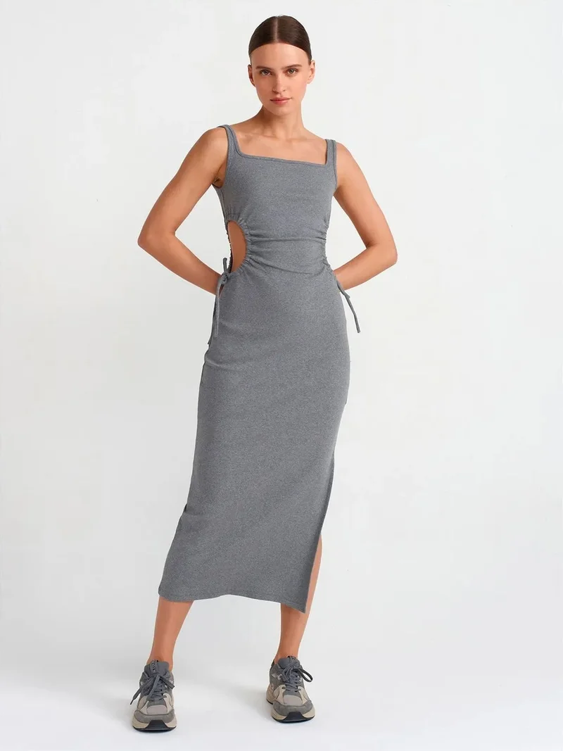 ديلفين Dilvin Sleeveless Bodycon Midi Dress With Cut-Out