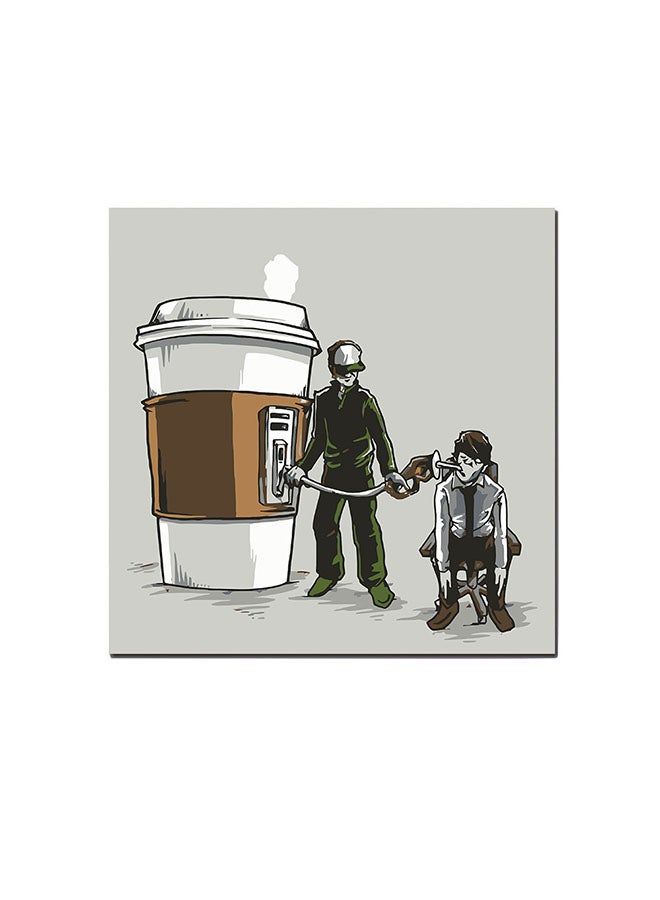RYN Coffee Lover Wall Art Painting Grey/Brown/Green 30 x 30centimeter - Image 1
