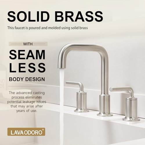 Lava Odoro Brushed Nickel Bathroom Faucet 2Handle 8 Inch Widespread Bathroom Sink Faucet Faucet for Bathroom Sink 3 Hole with Drain Assembly Supply Line BF503BN - Image 3
