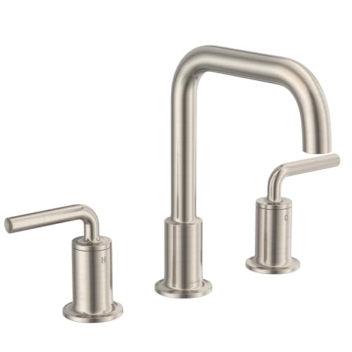 Lava Odoro Brushed Nickel Bathroom Faucet 2Handle 8 Inch Widespread Bathroom Sink Faucet Faucet for Bathroom Sink 3 Hole with Drain Assembly Supply Line BF503BN - Image 1