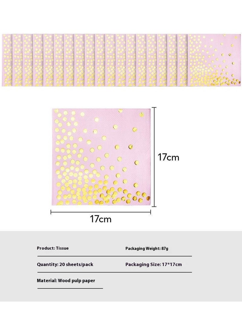 Pink Party Disposable Tableware for 20 Guests, Pink and Gold Birthday Dinnerware Set Polka Dot Party Decorations for Graduation, Birthday, Holiday, Wedding - Image 3