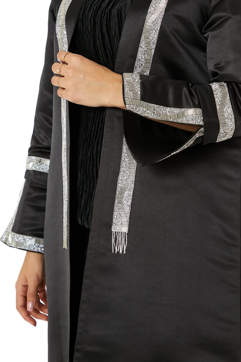 Moistreet  Satin Split Cuffs Abaya for Women | Best Price UAE