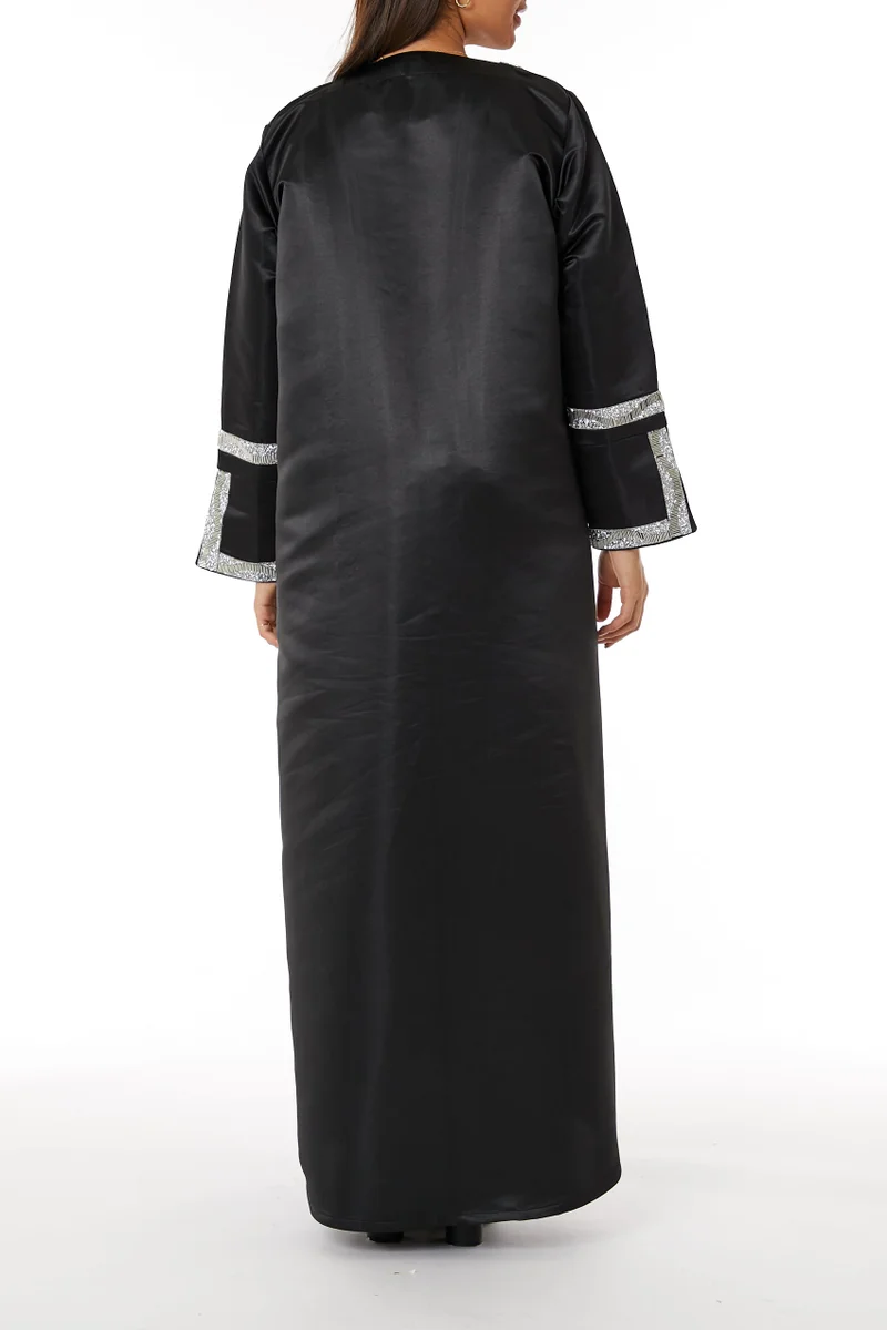 Moistreet  Satin Split Cuffs Abaya for Women | Best Price UAE