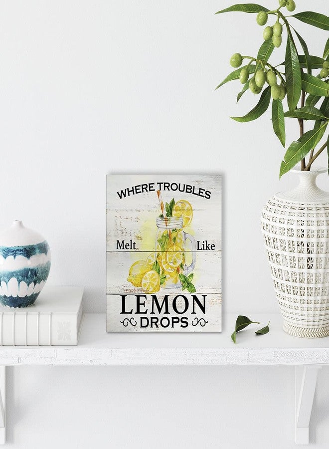 MAVOTEN Where Troubles Melt Like Lemon Drops Wood Box Sign Rustic Wooden Box Sign Summer Farmhouse Home Kitchen Desk Shelf Decor (5 X 5 Inch) - Image 4
