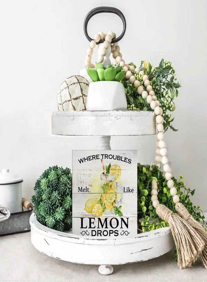 MAVOTEN Where Troubles Melt Like Lemon Drops Wood Box Sign Rustic Wooden Box Sign Summer Farmhouse Home Kitchen Desk Shelf Decor (5 X 5 Inch) - Image 5