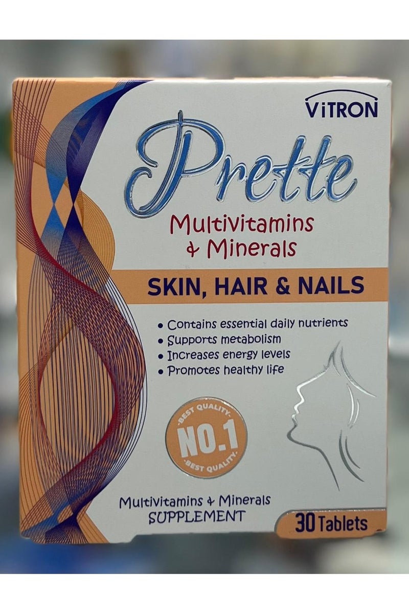 Vitron PRETTE MULTIVITAMIN & MINERAL TABLETS 30'S FOR HAIR, SKIN & NAILS - Image 1
