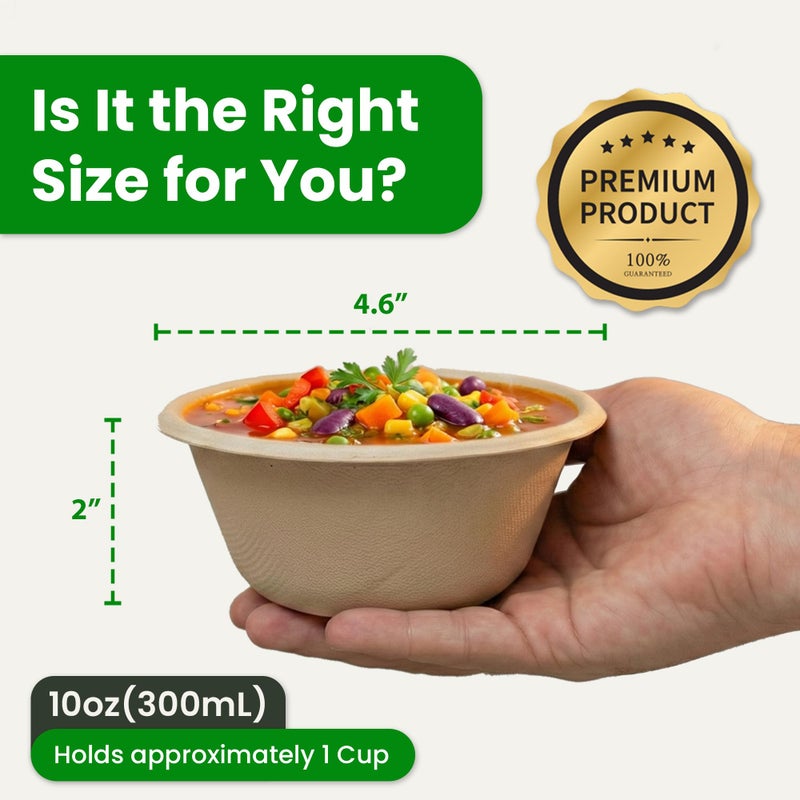 Enviro Safe Home 10 Oz Bamboo Disposable Bowls For Hot Soup, 100 Pack - Small, Heavy Duty, Microwavable, Oven Safe - Perfect for Hot Food, Meals, Acai & More - Eco-Friendly, Leak-Proof - Image 2