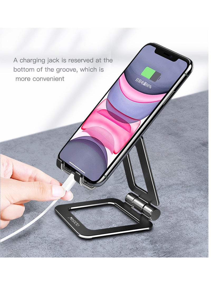 Yesido C97 Aluminum Alloy 360 Angle Adjustable Telescopic Desk Phone Desktop Stand Tablet Phone Holder Black - Image 5