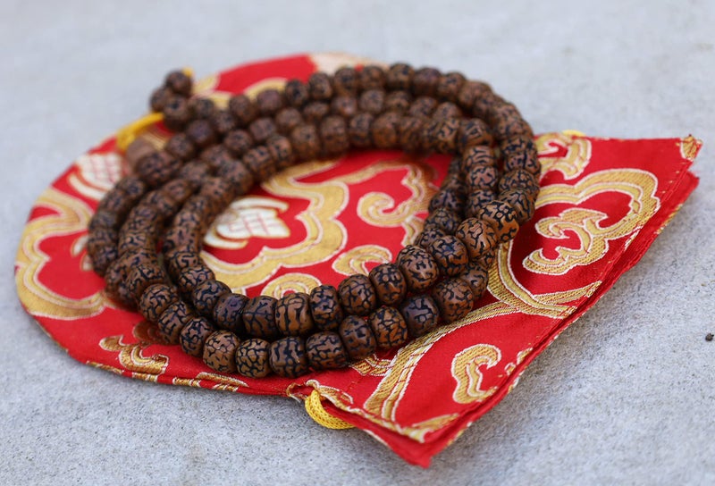 DharmaObjects Natural Rudraksha Mala/Rosary 108 Beads/Free Pouch (Rudraksha) - Image 2
