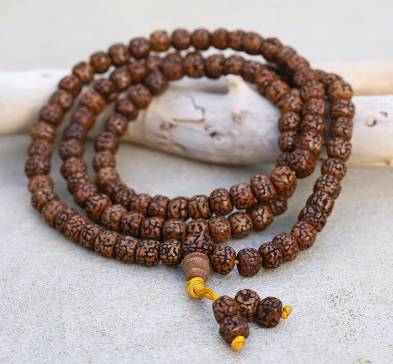 DharmaObjects Natural Rudraksha Mala/Rosary 108 Beads/Free Pouch (Rudraksha) - Image 4