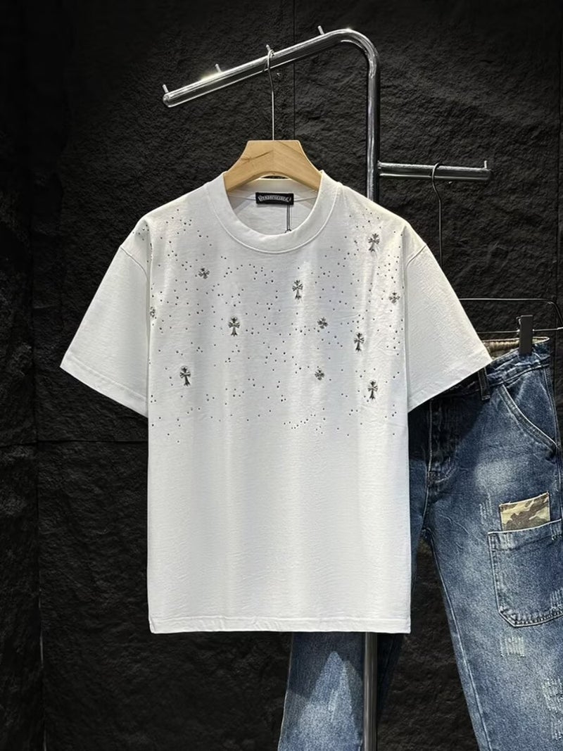 Teenager Summer T-Shirt Boys Round Neck Short Sleeve Loosen Fashionable Duffy Handsome Korean Style Hong Kong Style Casual Style T-Shirt - Image 1