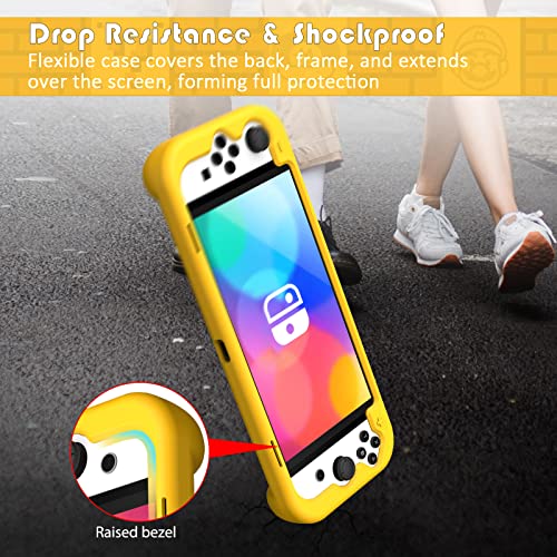 KENOBEE Silicone Case for Nintendo Switch OLED Model 2021, Soft Lightweight Ergonomic Grip Protective Cover with Shock-Absorption and Anti-Scratch Design for Switch OLED Console 7.0", Yellow - Image 4