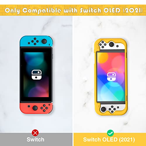 KENOBEE Silicone Case for Nintendo Switch OLED Model 2021, Soft Lightweight Ergonomic Grip Protective Cover with Shock-Absorption and Anti-Scratch Design for Switch OLED Console 7.0", Yellow - Image 2
