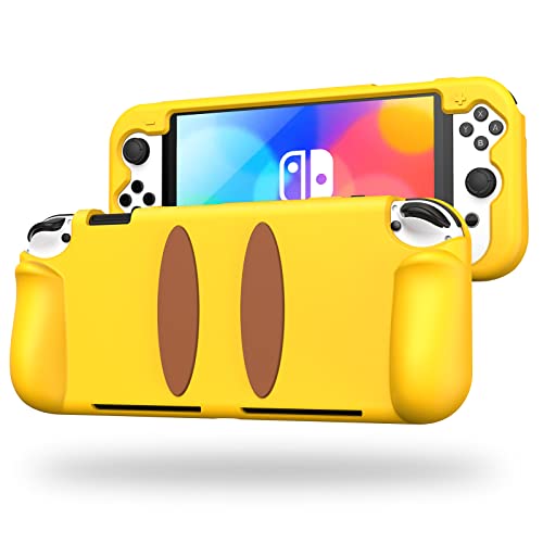 KENOBEE Silicone Case for Nintendo Switch OLED Model 2021, Soft Lightweight Ergonomic Grip Protective Cover with Shock-Absorption and Anti-Scratch Design for Switch OLED Console 7.0", Yellow - Image 1
