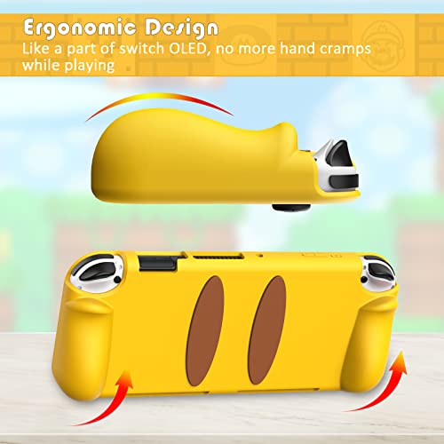 KENOBEE Silicone Case for Nintendo Switch OLED Model 2021, Soft Lightweight Ergonomic Grip Protective Cover with Shock-Absorption and Anti-Scratch Design for Switch OLED Console 7.0", Yellow - Image 3