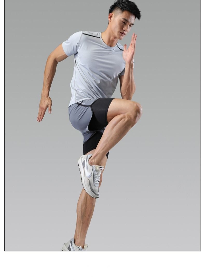 UTDOORWEAR Summer Mn's Style With Lining Fake Two-piece High Bbounce Ice Silk Quick Drying Sports Fitness Training Quick Drying Swimming Shorts  - Image 2