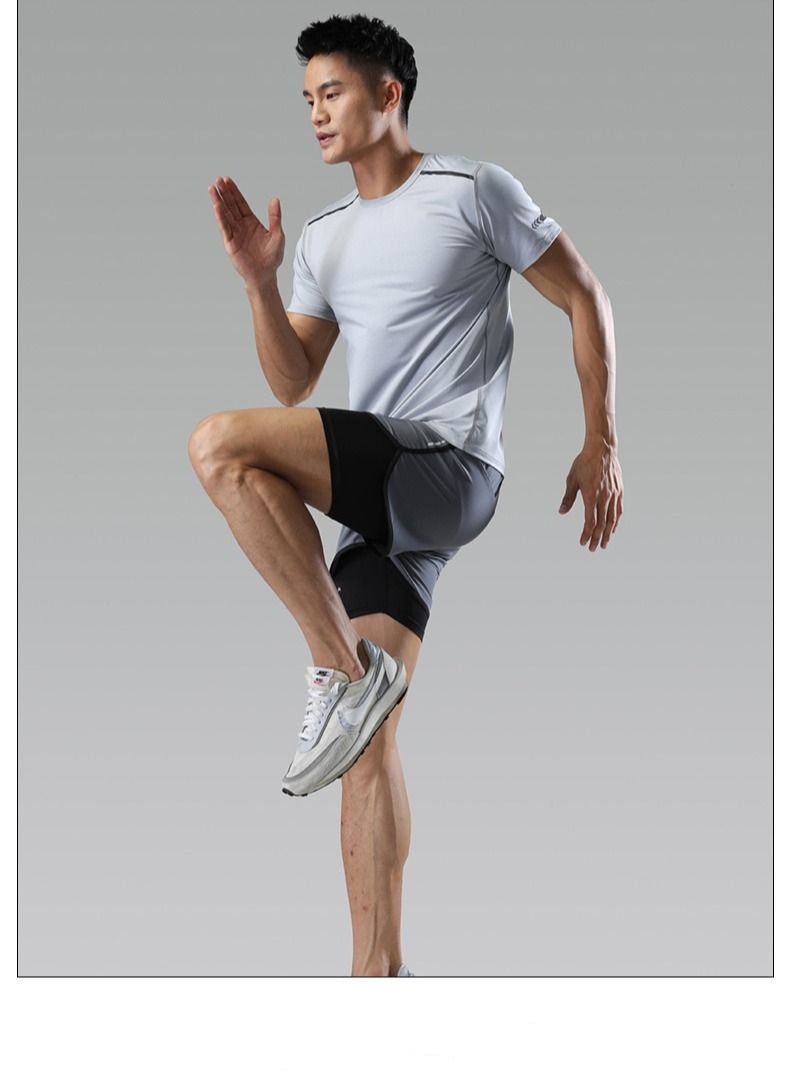 UTDOORWEAR Summer Mn's Style With Lining Fake Two-piece High Bbounce Ice Silk Quick Drying Sports Fitness Training Quick Drying Swimming Shorts  - Image 1