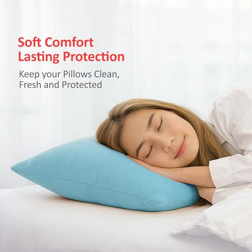 Mattress Protector Premium Waterproof Pillow Protector with Zippered Closure| Hypoallergenic & Protects from Dust Mites, Bed Bugs & Liquid Spills, Standard Size(18x28 Inch -Blue )- Pack of 4 - Image 5
